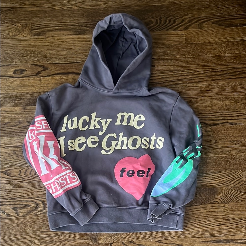 Graphic Hoodie - Gray with Multicolor Accents